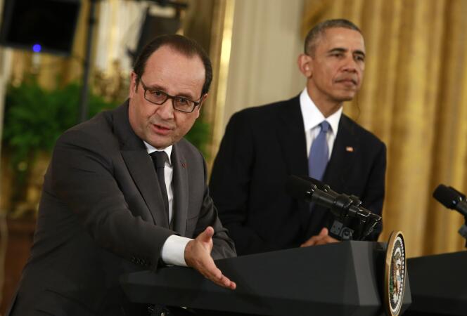 François Hollande pendant sa conférence de presse avec Barack Obama, à Washington, le 24 novembre.