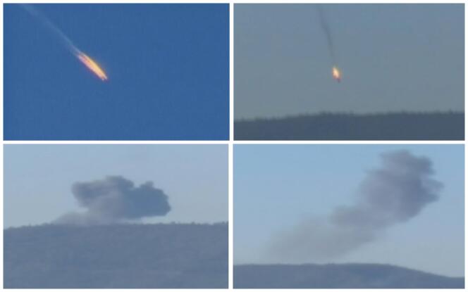 Captures d'une vidéo montrant la chute de l'avion russe, le 24 novembre.