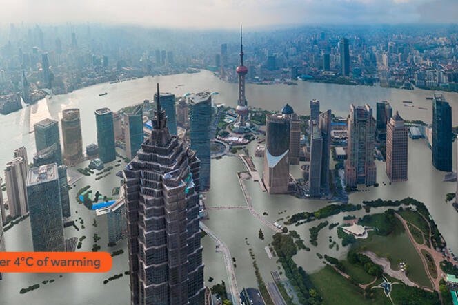 Rues de Shanghaï si la température monte de 4 ºC selon ClimateCentral.