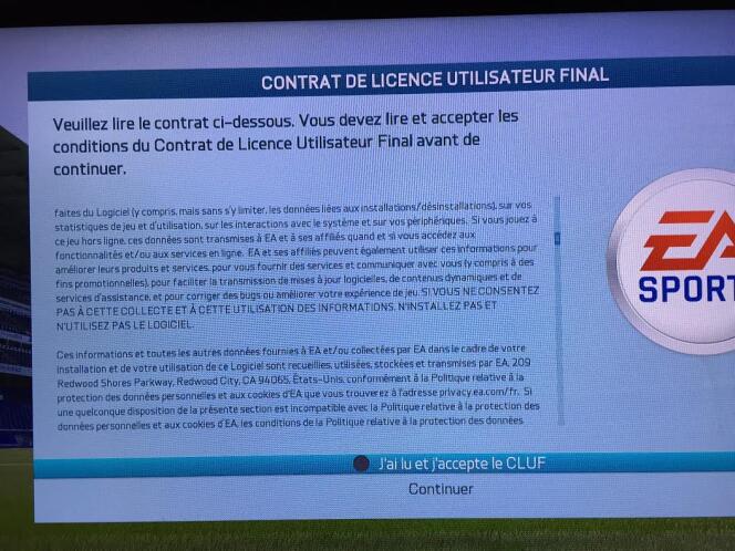 Impossible de lancer FIFA 16 sans préalablement accepter un contrat de licence indigeste et intrusif.
