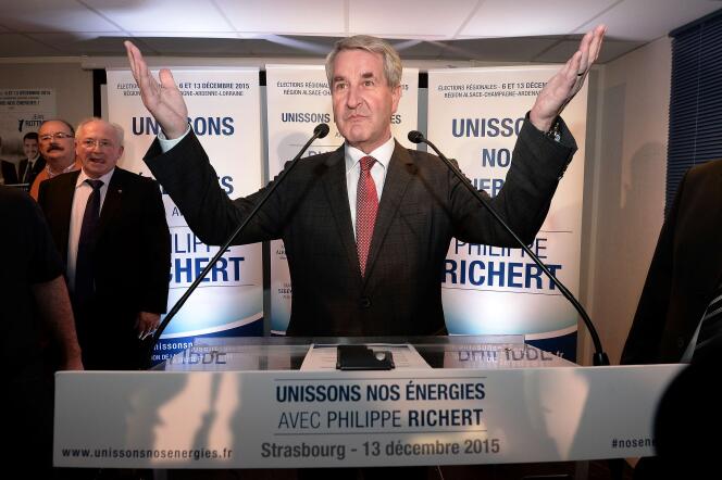 Philippe Richert (LR), vainqueur des élections régionales en Alsace-Champagne-Ardenne-Lorraine, le 13 décembre à Strasbourg.