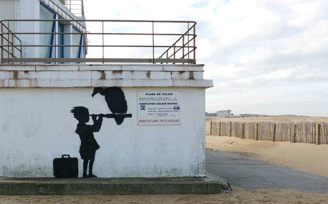 Une des oeuvres réalisées par Banksy à Calais.