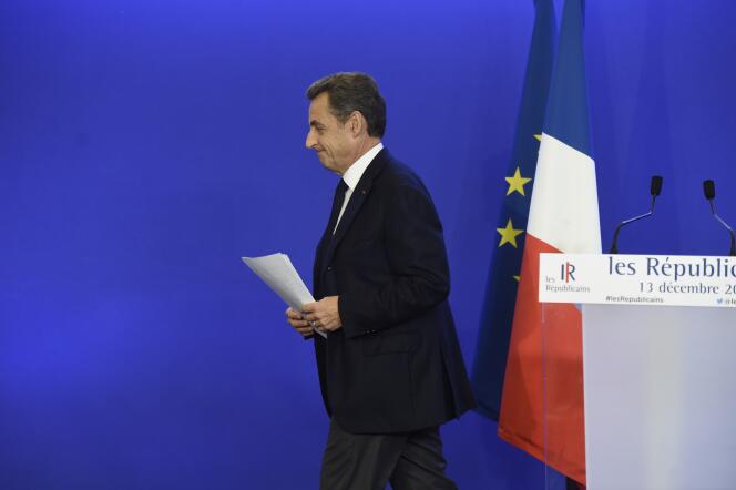 Nicolas Sarkozy, le président des Républicains, le 13 décembre 2015, à Paris.