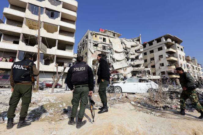 Zone où un raid aérien israélien a tué la figure du Hezbollah libanais Samir Kuntar à Damas, le 20 décembre.
