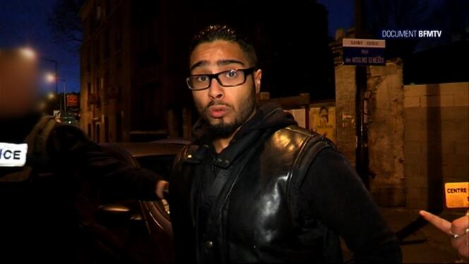Capture d'écran de la chaîne BFM-TV montrant Jawad Bendaoud, à Saint-Denis le 18 novembre.
