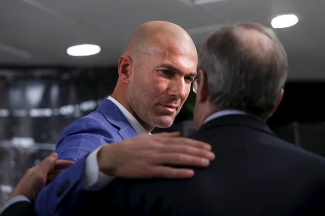 Zinédine Zidane et le président du Real Madrid Florentino Perez à Madrid le 4 janvier.
