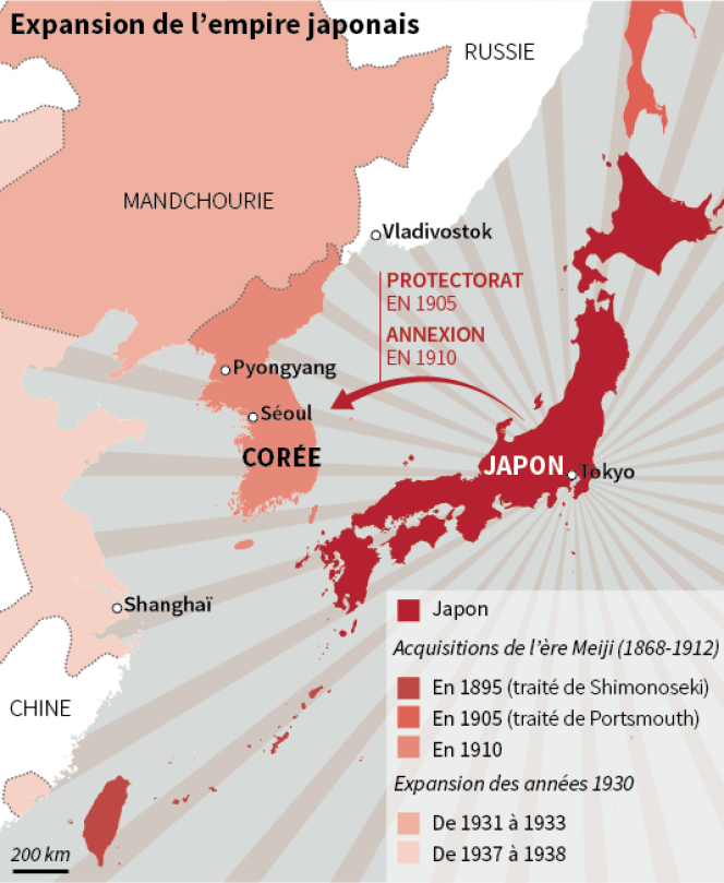 Carte de l’expansion de l’empire japonais.