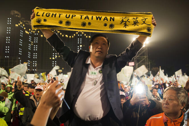 Des partisans de Tsai Ing-wen, à Taipei, le 14 janvier 2016.