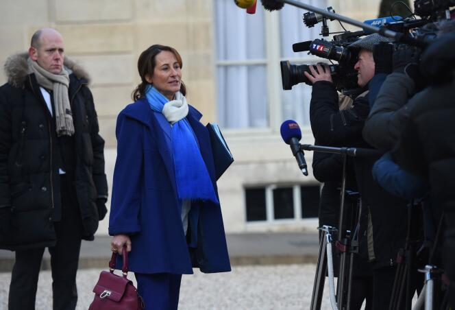 La ministre de l'écologie, Ségolène Royal, sort de l'Elysée le 20 janvier 2016, à Paris.
