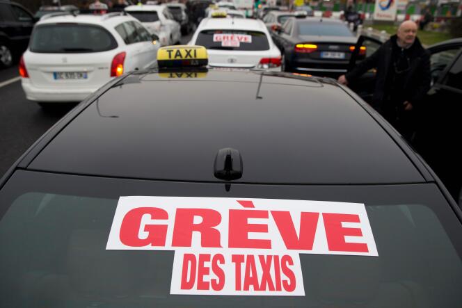 Grève de taxis à Paris en janvier 2015.