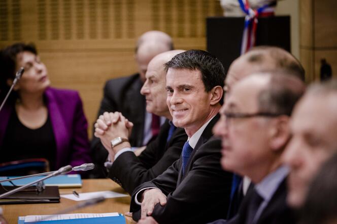 Paris, le 27 janvier 2016. Audition du premier ministre, Manuel Valls, devant la commission des lois de l'Assemblée nationale, pour l'examen du projet de loi constitutionnelle de protection de la nation.