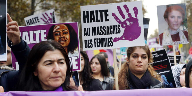 Une manifestation organisée par le Collectif du droit des femmes, le 22 novembre à Paris.