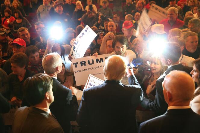 Donald Trump, lors d'un meeting politique dans l'Iowa, le 31 janvier
