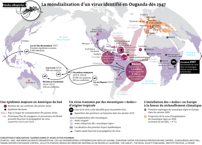 Carte de propagation de l'épidémie de Zika.