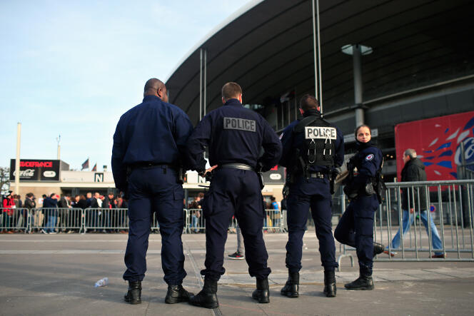 Police at the Stade de France, in Saint-Denis (Seine-Saint-Denis), in 2016.  