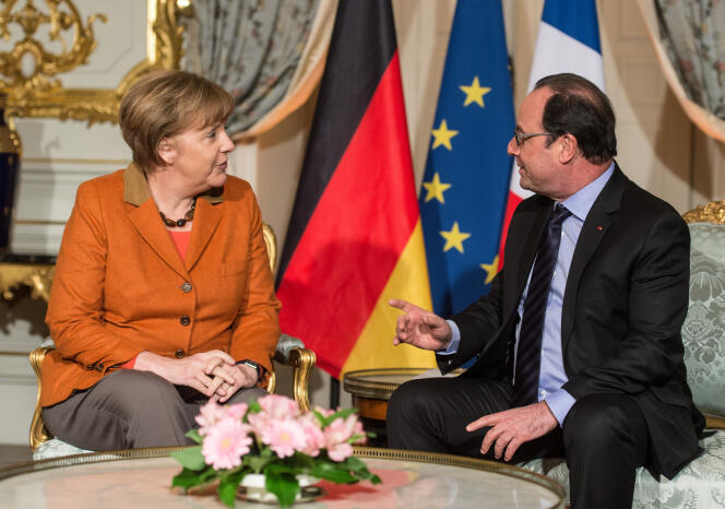 Le Président de la République Francois Hollande et la Chancelière Allemande Angela Merkel, à Strasbourg le 7 février 2016.