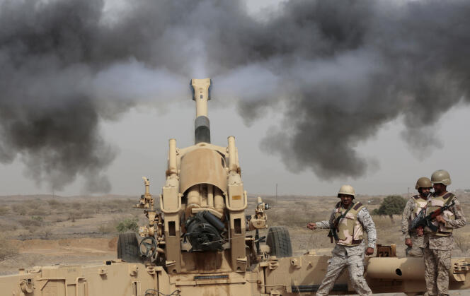 En avril 2015, des soldats saoudiens à Jazan, près de la frontière de l'Arabie saoudite avec le Yémen.