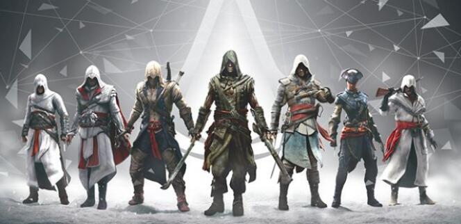 Les différents héros des épisodes canoniques d'Assassin's Creed, tous sortis entre 2007 et 2015.