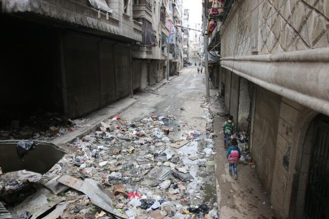 Une rue d'Alep en Syrie le 11 février 2016.