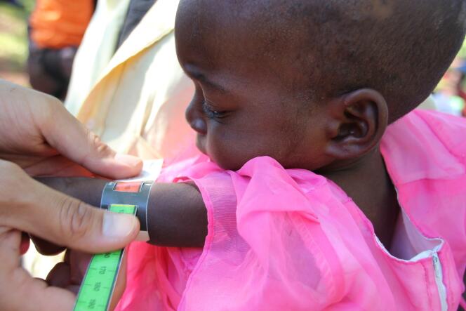 Un médecin surveille la croissance d'une jeune Malawite sous-alimentée.