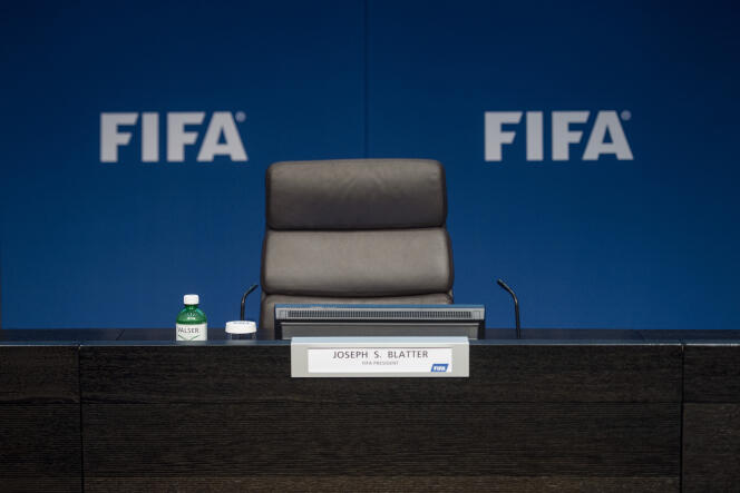 Le fauteuil de l'ex-président de la FIFA, le 2 juin 2015 à Zurich.