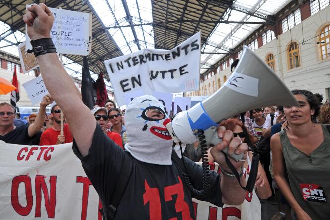 Une manifestation d'intermittents du spectacle à Marseille en juin 2014.