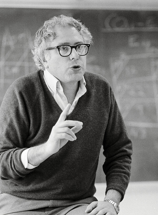 Bernard Sanders,  maire socialiste de Burlington, à l'Université de Hartford (Connecticut), le 12 avril 1983.