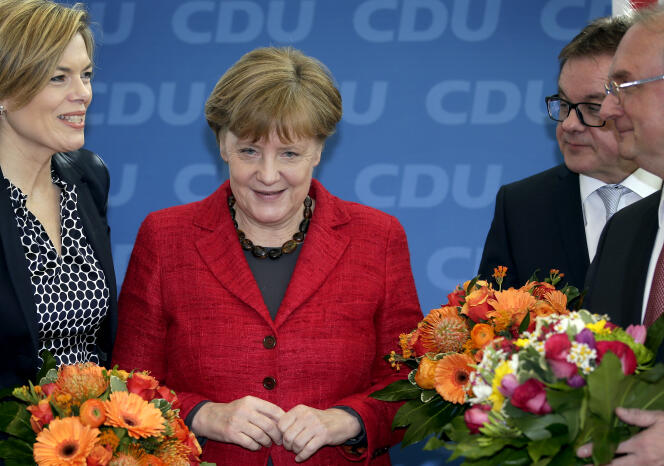 La chancelière Angela Merkel, après les élections régionales dans le Bade-Wurtemberg, le 14 mars.