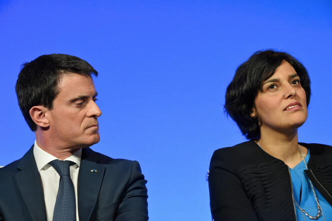 Presentation des grandes lignes du projet de la loi travail a matignon le 14 mars 2016.
Manuel Valls 
Myriam El Khomri ministre du Travail,
de l'Emploi, de la Formation professionnelle et du Dialogue social.
