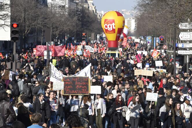 Lors de la manifestation parisienne du 17 mars.