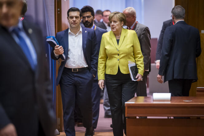 Alexis Tsipras et Angela Merkel au Conseil européen à Bruxelles, en mars 2016.