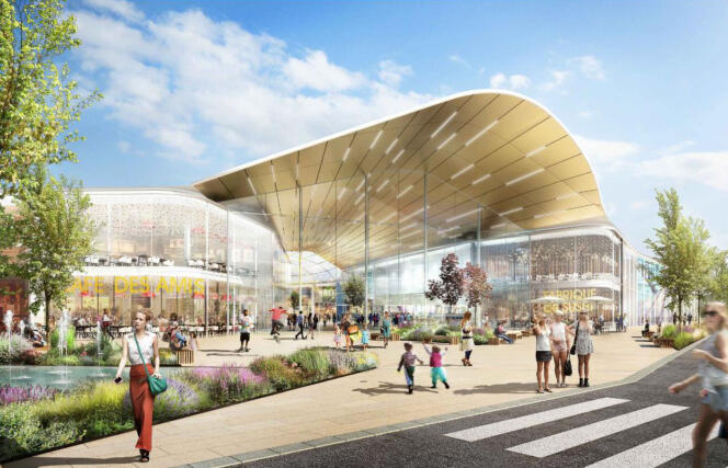 A l'horizon 2025, une zone commerciale et de loisirs marquera l'entrée nord-est de Chartres. Principe architectural de l'entrée de la future zone commerciale de l'Iliade.