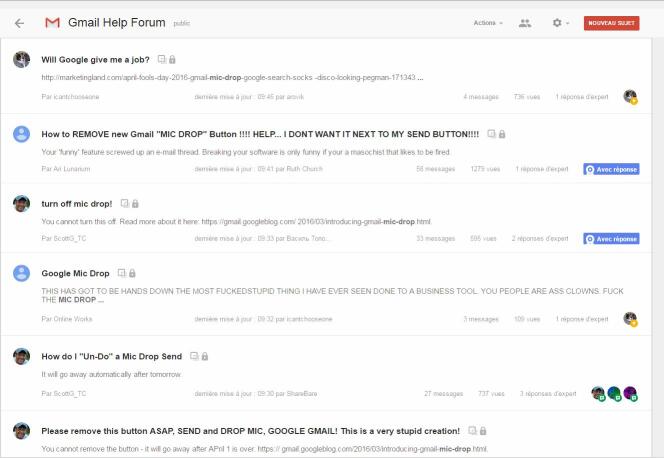 Le forum de support Gmail a reçu de nombreux messages d'utilisateurs mécontents de la nouvelle fonction.