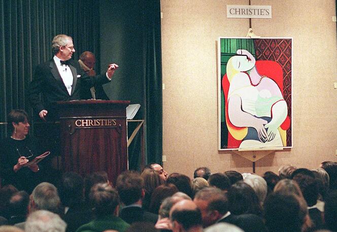 La vente de « Le Rêve » de Pablo Picasso chez Christie's lors de la « vente du siècle », le 10 novembre 1997 à New York.