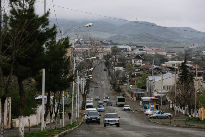 Vue du centre ville de Stepanakert, capitale du Haut-Karabakh, le 9 avril 2016. 