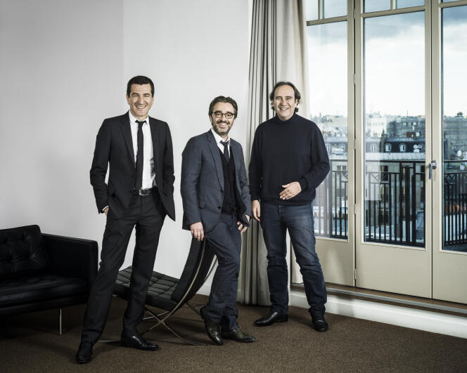 Matthieu Pigasse, Pierre-Antoine Capton et Xavier Niel, co-fondateurs de Mediawan. ©Frédéric STUCIN