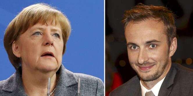La chancelière allemande Angela Merkel et l'humoriste Jan Böhmermann.