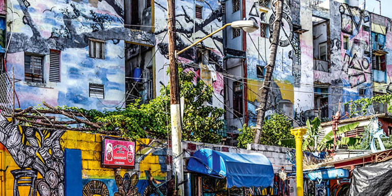 Callejon de Hamel an alley in Centro Havana that has been painted by the cuban artist Salvador Gonzalez Escalona. 