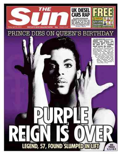 Le journal britannique « The Sun » a lui aussi choisi le violet pour sa « une ».