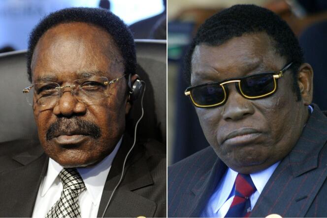Omar Bongo du Gabon (à gauche) et Gnassingbe Eyadema du Togo, décédés respectivement en 2009 et 2005, en dehors de leur pays.