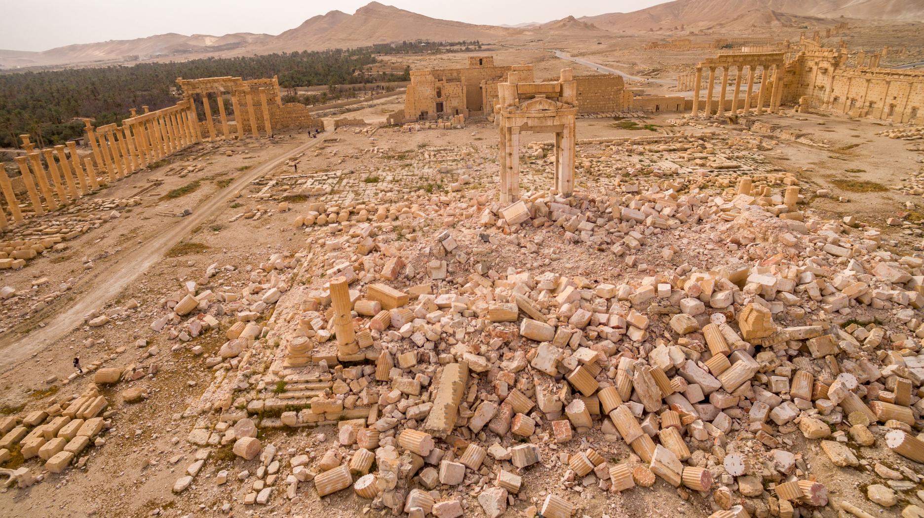 Palmyre est une véritable oasis dans le désert. Palmyre dévastée, photographiée par un drone