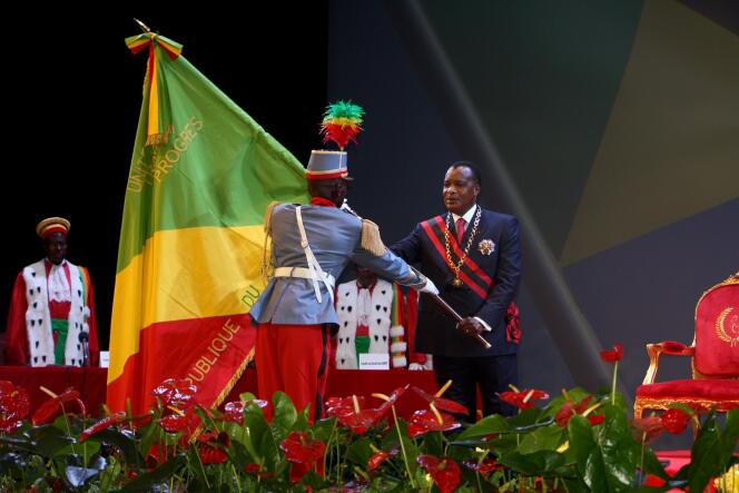 Le président congolais, Denis Sassou-Nguesso, lors de son investiture, le 16 avril 2016, à Brazzaville.