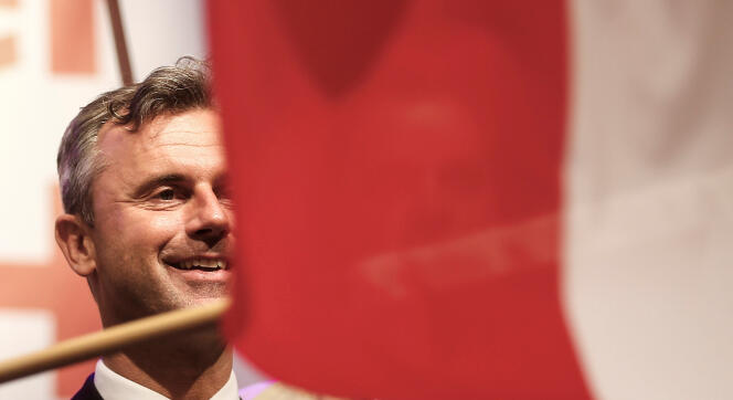 Norbert Hofer, le candidat de l'extrême droite (FPÖ) à l'élection présidentielle autrichienne, à Linz, le 1er mai.