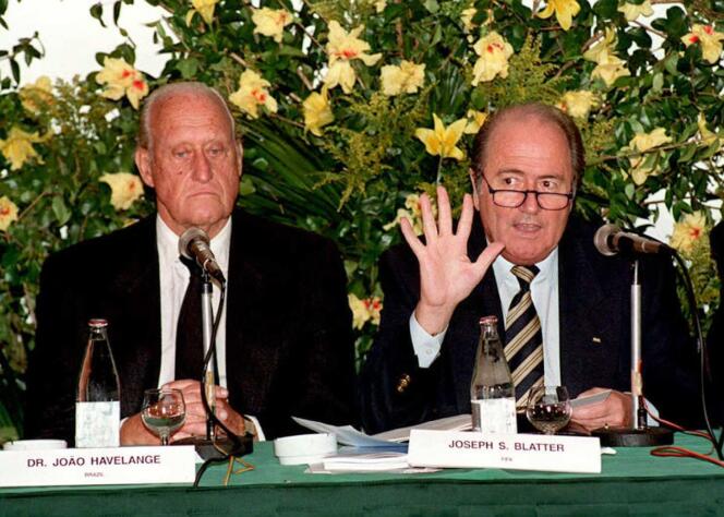 Joao Havelange et Joseph Blatter, en 1996.