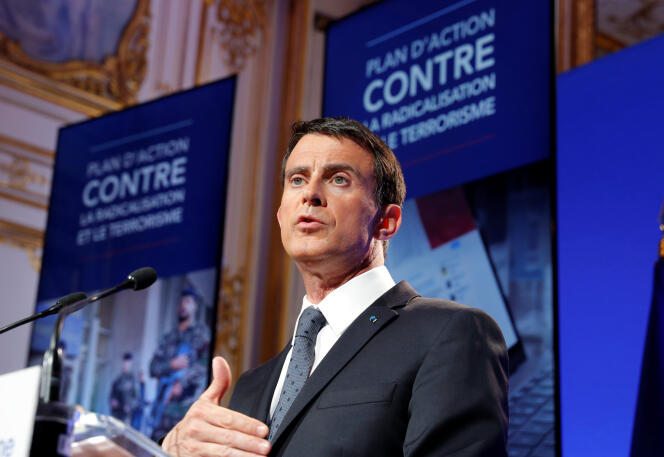 Manuel Valls lors de la présentation du plan d’action contre la radicalisation et le terrorisme.