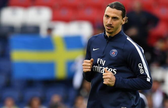 Zlatan Ibrahimovic avant le march PSG-Nantes, en dernière journée de Ligue 1, au Parc des Princes à Paris, samedi 14 mai. Il a annoncé vendredi qu’il allait quitter le PSG à la fin de la saison.