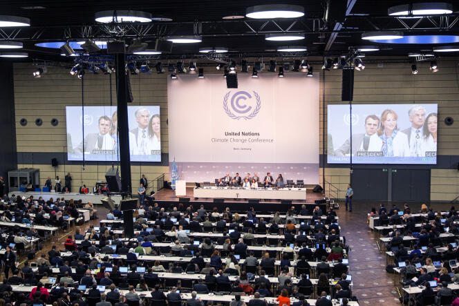 Les 3 000 délégués réunis à Bonn, en Allemagne, pour mettre en œuvre l’accord de Paris sur le climat, le 16 mai.