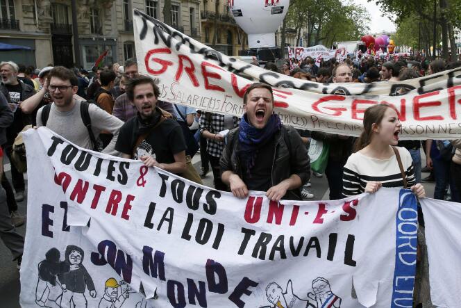Manifestation contre le projet de loi travail à Paris, le 17 mai.