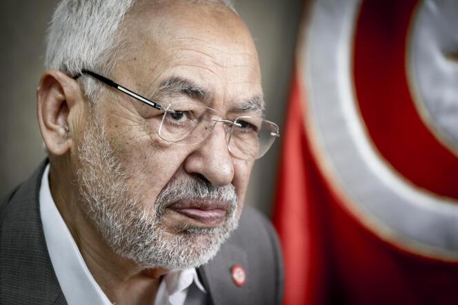 Rached Ghannouchi, président du parti Ennahda, chez lui à Tunis le 17 mai.
