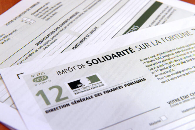 Imprimé de déclaration de l'impôt de solidarité sur la fortune (ISF).